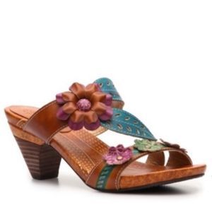 L’Artiste Spring Step Boho Lona Chunky Block Heel Leather Sandals